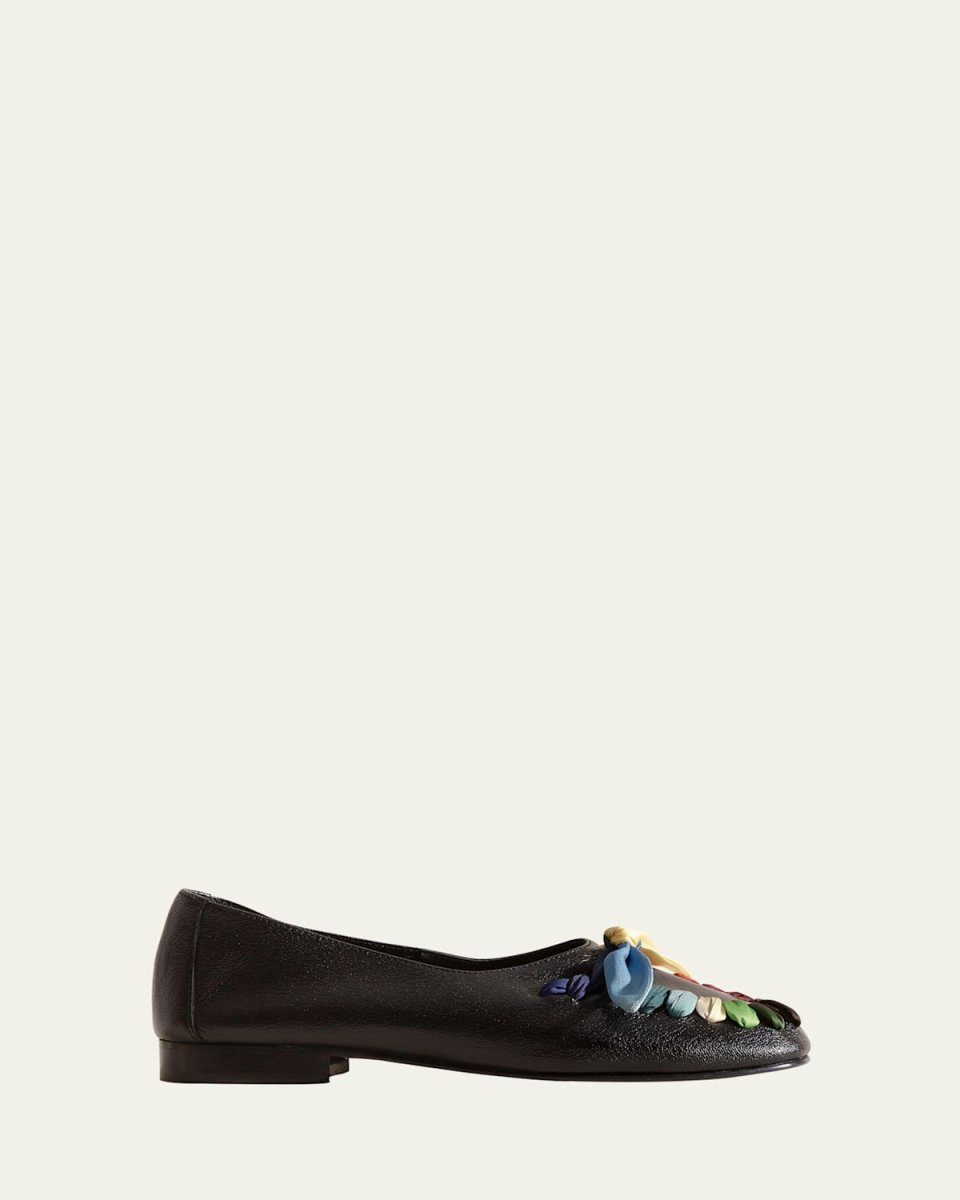 Lambskin Multicolored Lace-Up Ballerina Loafers